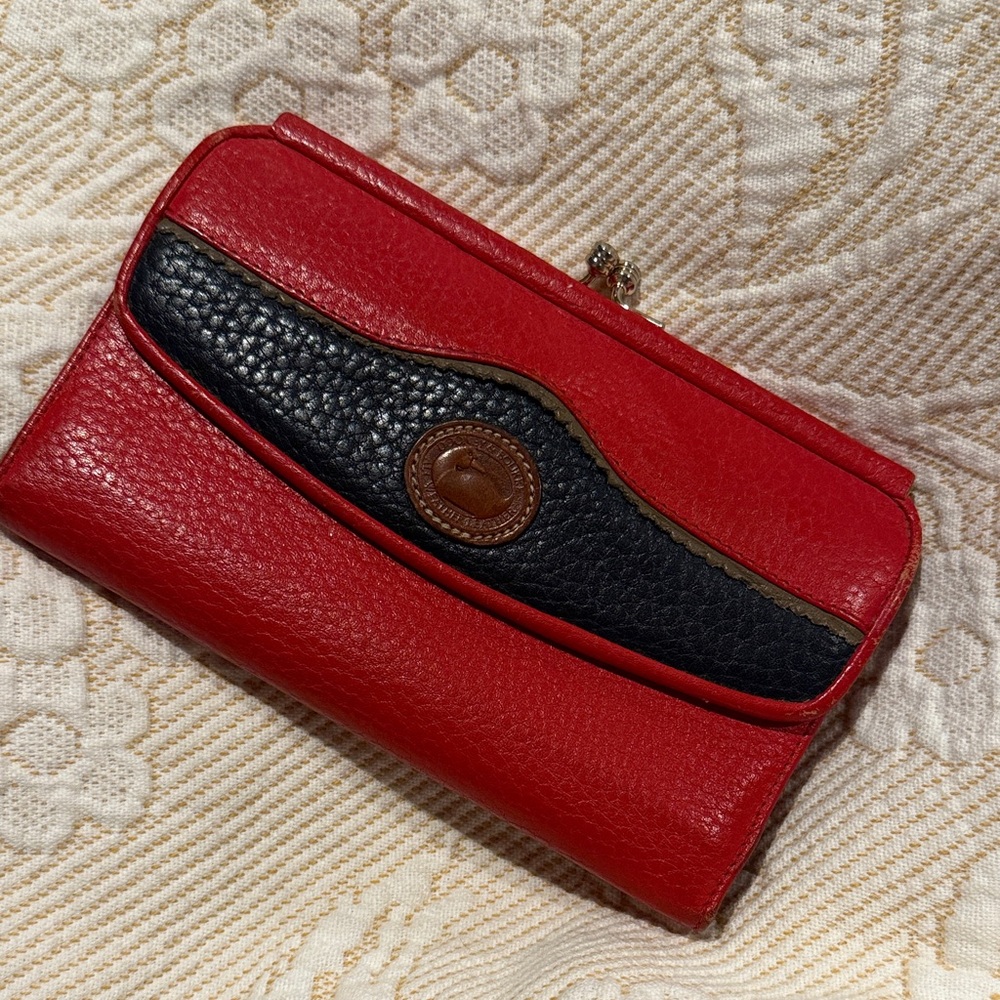 Vintage Dooney & Bourke Red All Weather Leather Wallet